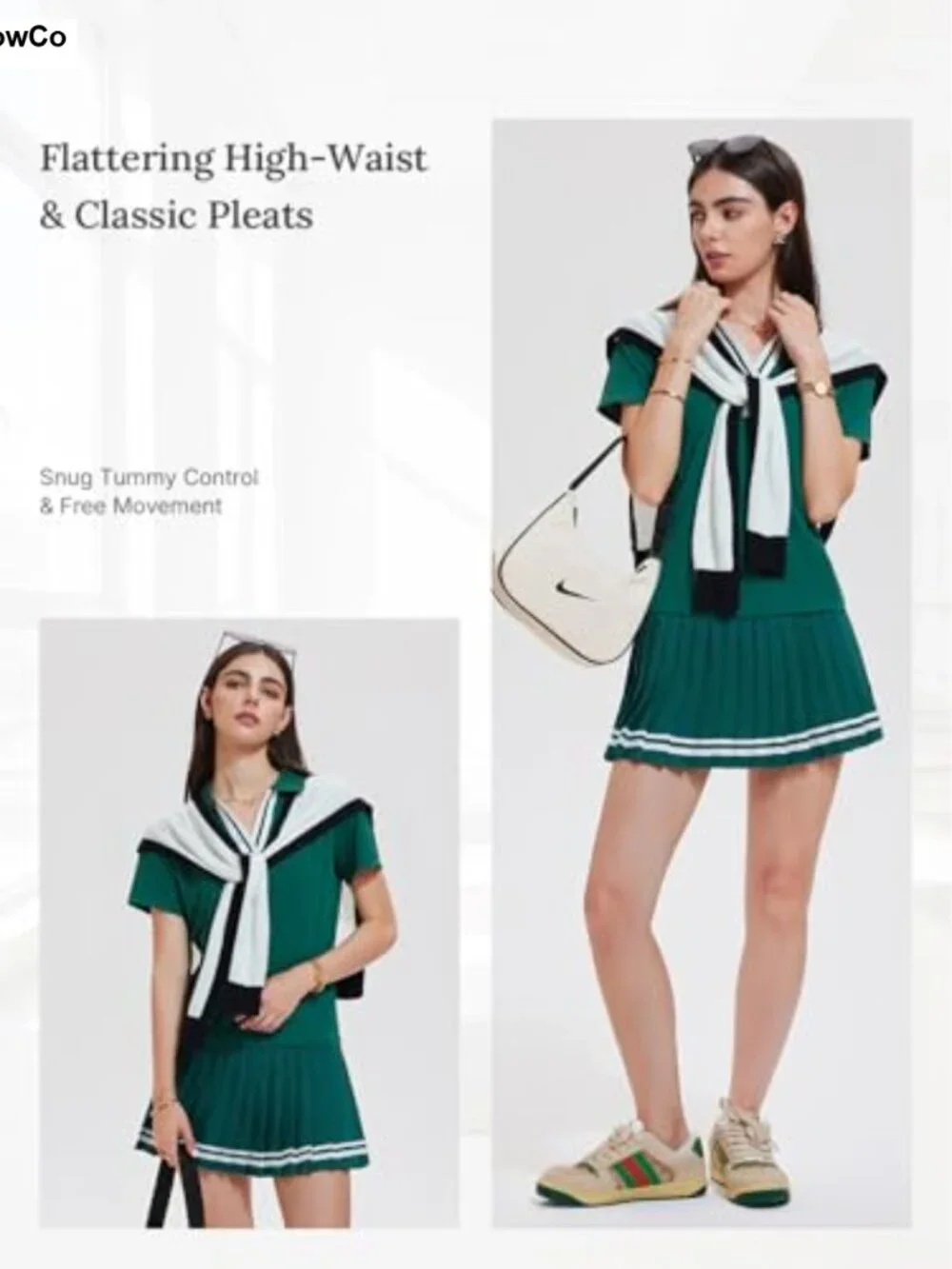 Women 2 Piece Tennis Skirt Set Pleated High Waisted Skort Golf Outfit with